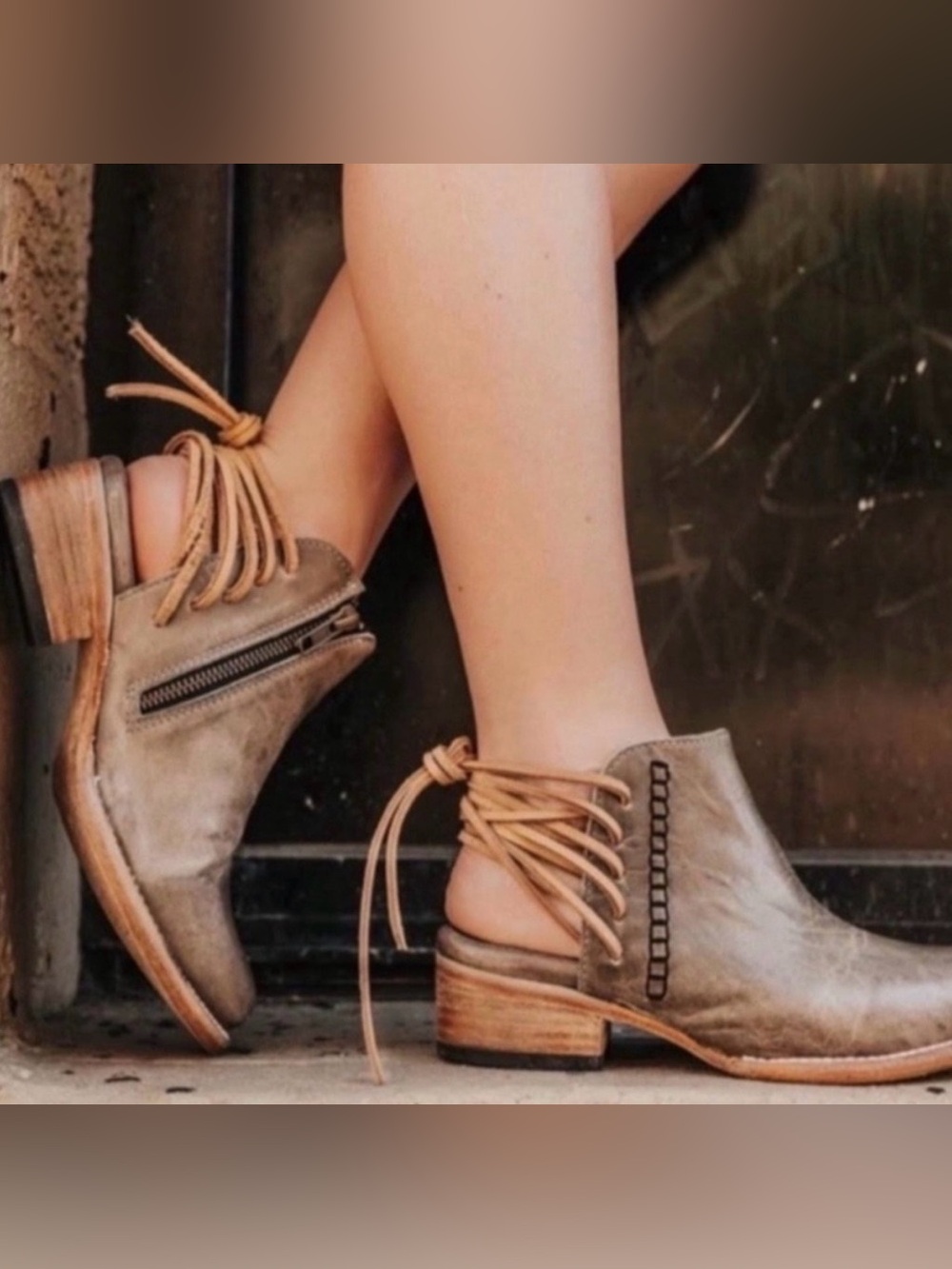 Freebird Ankle Boots Taupe Brown Ankle Booties Tan Laces JoJo Size 8